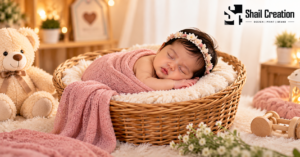 Newborn photoshoot in Delhi with professional studio photography setup