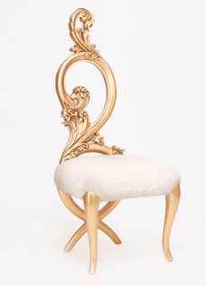 Gold ornate chair with white seat – furniture product photography