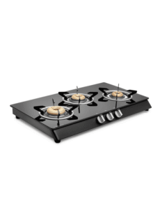 Glass-top three-burner gas stove – product photography
