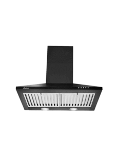 Black wall-mounted chimney – appliance product photography