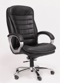 Black leather executive office chair – furniture product photography