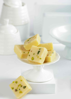 Indian sweets on a white plate – food photography