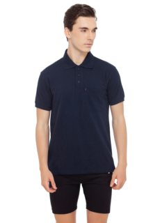 Male model in navy polo t-shirt – ecommerce apparel photography