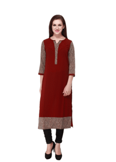 Woman in maroon kurta, front view – ecommerce ethnic wear photography