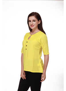 Woman in yellow top – ecommerce womenswear photography