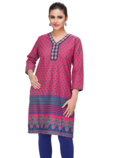 Woman in pink printed kurta – ecommerce ethnic wear photography