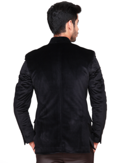 Black velvet blazer, back view – ecommerce menswear photography