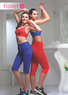 Two models in sports bras and capri leggings – Floret activewear campaign