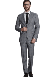 Male model in grey suit – ecommerce apparel photography on white