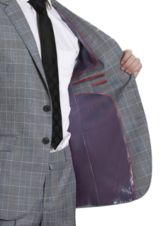Grey checked blazer showing inner lining – ecommerce detail shot