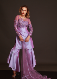 Model in lilac sharara set – festive wear photoshoot