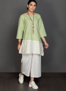 Woman in mint green kurta and white pants – ecommerce ethnic wear shoot