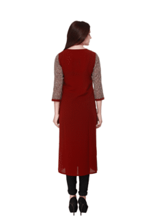 Woman in maroon kurta, back view – ecommerce ethnic wear photography