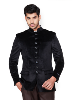 Male model in black velvet jacket – ecommerce menswear photography