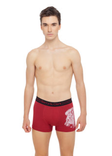 Male model in red printed briefs – innerwear ecommerce photography
