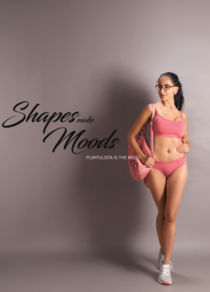 Model in pink lingerie set – Shapes and Moods lingerie campaign