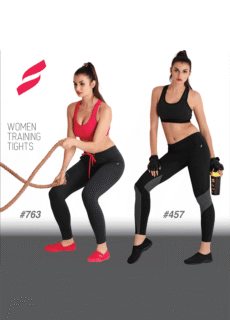 Two models in sports bras and gym leggings – activewear catalogue shoot