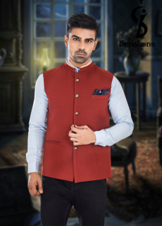 Male model in maroon Nehru jacket – menswear brand campaign