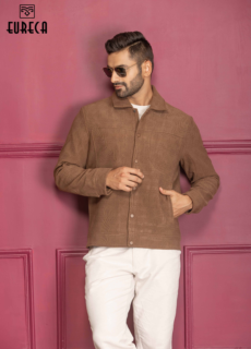 Male model in brown overshirt and sunglasses – menswear lookbook