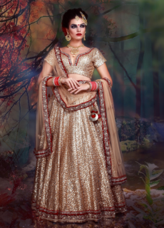 Model in embellished bridal lehenga – bridal fashion photoshoot