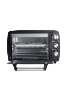 Black oven toaster grill, front view – appliance product photography