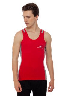 Male model in red vest – innerwear ecommerce photography